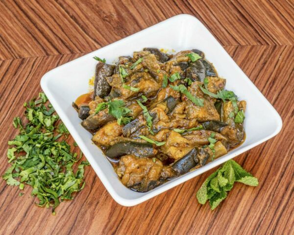 Bengan Bharta (Aubergines) + Chana Dal (Pois Cassés)